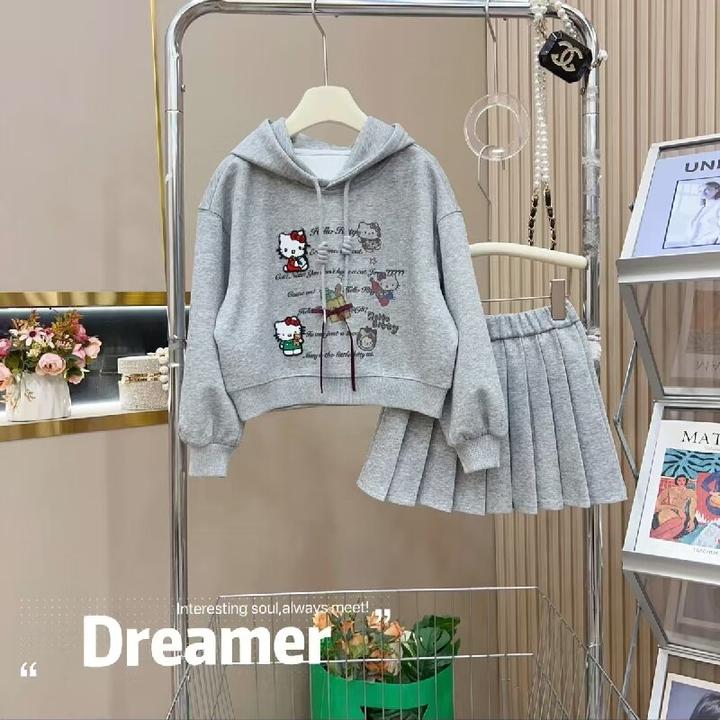 女童装2025新款儿童时尚休闲套装连帽春秋印花秋季爆款潮款1-3岁