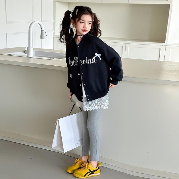 童装女童外套2025新款春秋韩版儿童蝴蝶结棒球服中大童女孩夹克潮