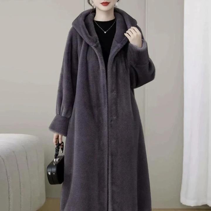 【金标正版加厚】2025新款连帽休闲高端气质保暖大衣海宁加厚时尚
