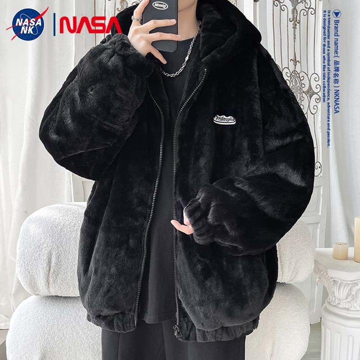 NASA联名羊羔绒慵懒风棉衣外套男士冬季宽松加厚棉袄潮流百搭棉服