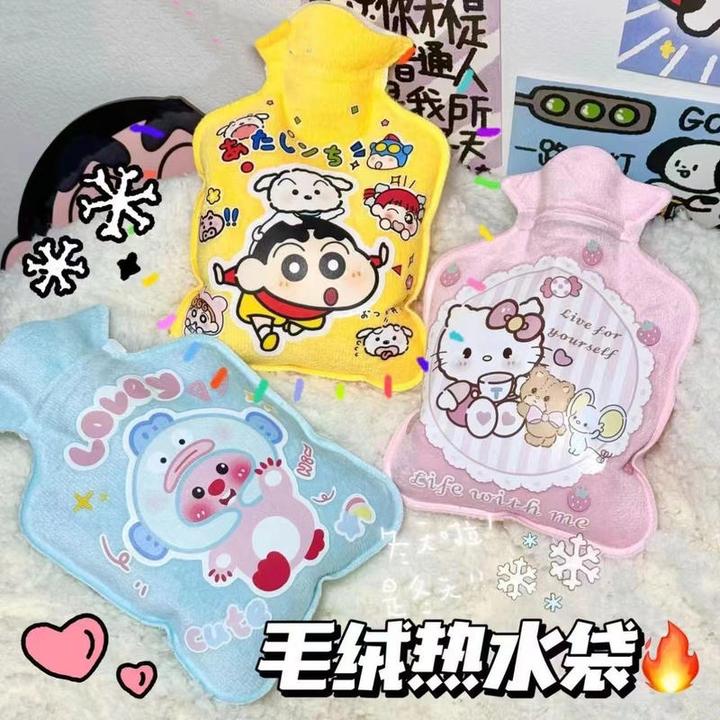 卡通植绒热水袋注水大号学生暖手宝女生随身便携灌水袋卡通暖宝宝