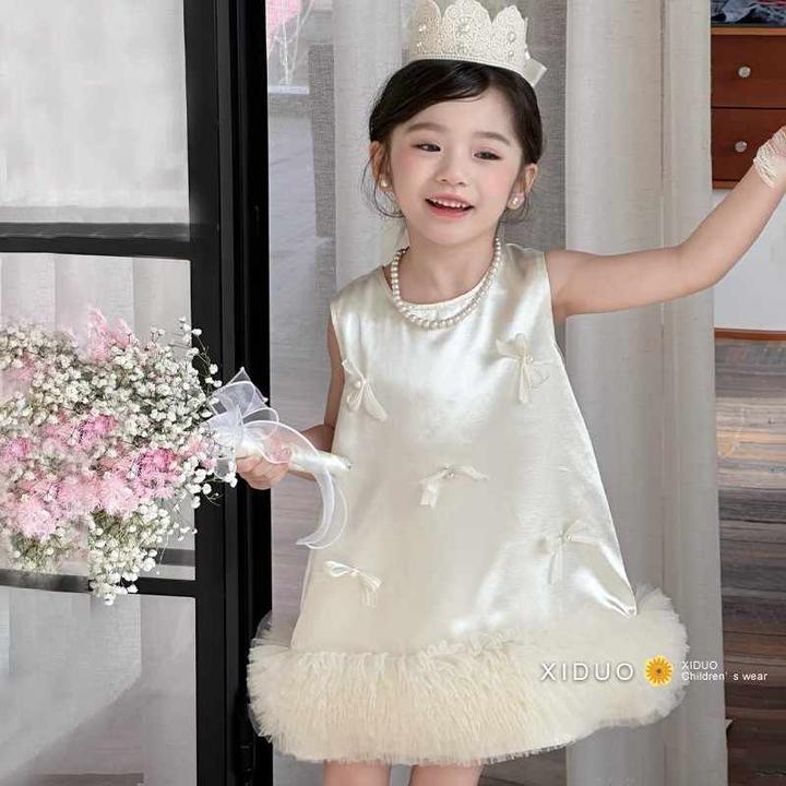 MUMUWU【白月光连衣裙】女童公主裙新款夏装洋气女宝蝴蝶结网纱裙子