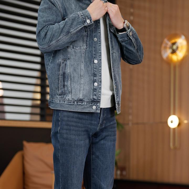 七匹狼秋季新款重磅水洗牛仔夹克