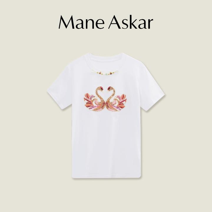 100%棉中式国风盘扣亮片天鹅百搭女装上衣OK0190