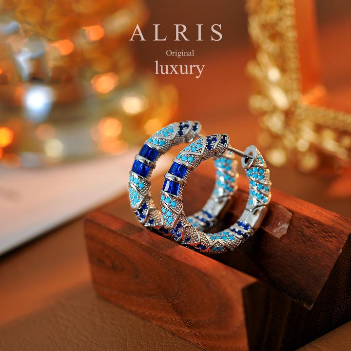 A1388【釉蓝织梦】复古蓝色拼色耳环高级感小众耳圈