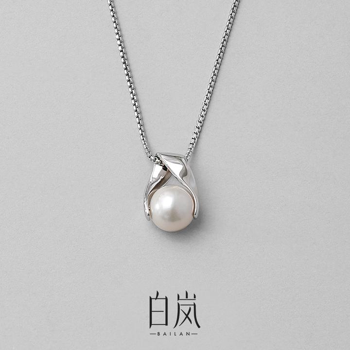 白岚鱼尾珍珠项链女S925新小众设计轻奢坠链个性气质经典XL2583
