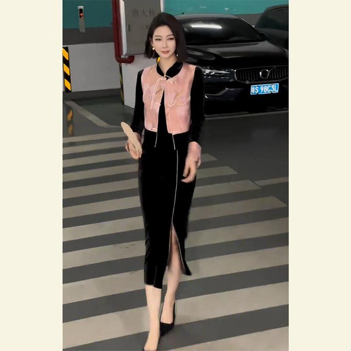 冬季端庄大气高端精致气质女神范轻奢高级感新中式国风连衣裙套装