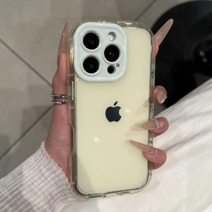 高级撞色气囊圆边适用iphone17promax手机壳苹果16果冻防摔15简约