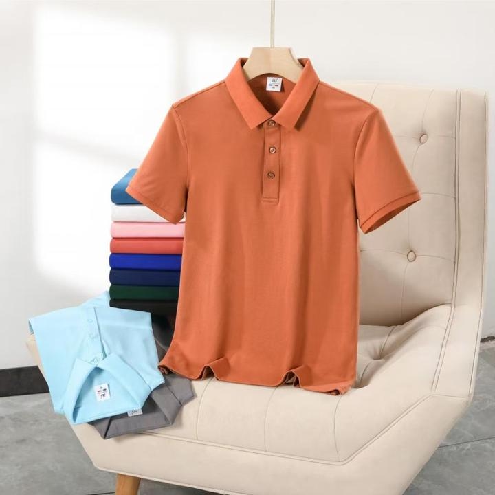 男士5A123 50支5A级抗菌 珠花拉架纯色 POLO衫时尚休闲百搭夏季