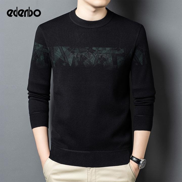 【商场同款】爱登堡男士毛衣秋冬季时尚休闲圆领加厚保暖长袖针织衫