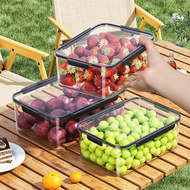 密封保鲜盒大容量PET冰箱收纳盒冷冻水果盒蔬菜便当食物收纳盒