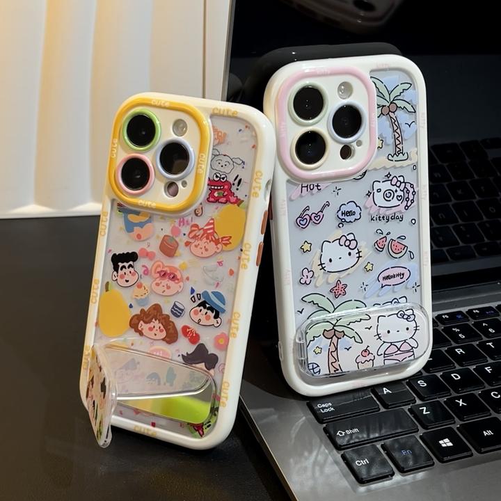 雅天立可爱小新KT适用苹果16手机壳iPhone15奶油华为vivo小米oppo