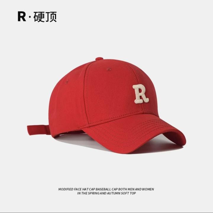 休闲风高档日式棒球帽红色鸭舌帽帽子百搭【R】软顶休闲士大头围