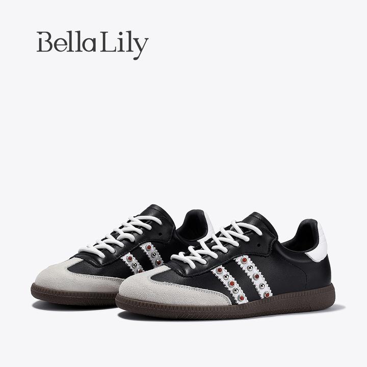 BellaLily2025秋季新款百搭经典德训鞋舒适软底休闲鞋平底板鞋女