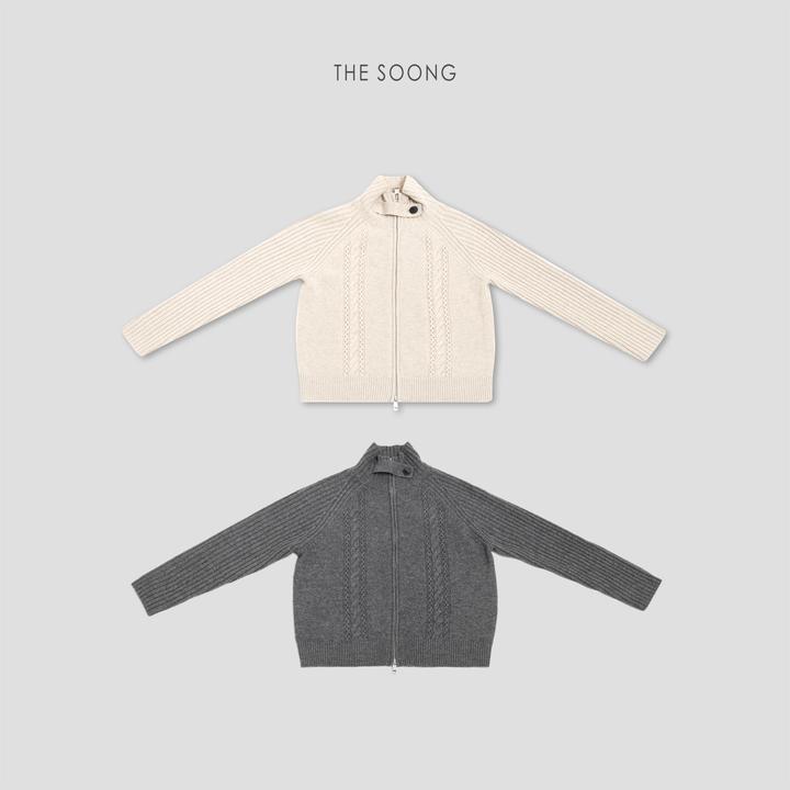 THESOONG|温暖自洽"重工绞花纯山羊绒保暖肌理感立领毛衣外套8263