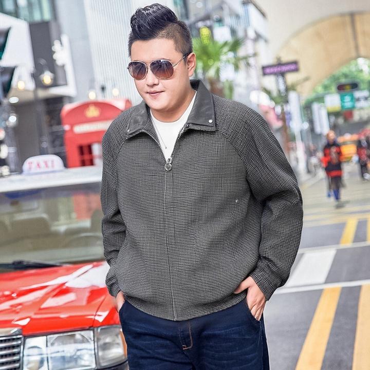 潮款男士加肥加大码翻领夹克外套特大号宽松时尚茄克外衣秋装8XL
