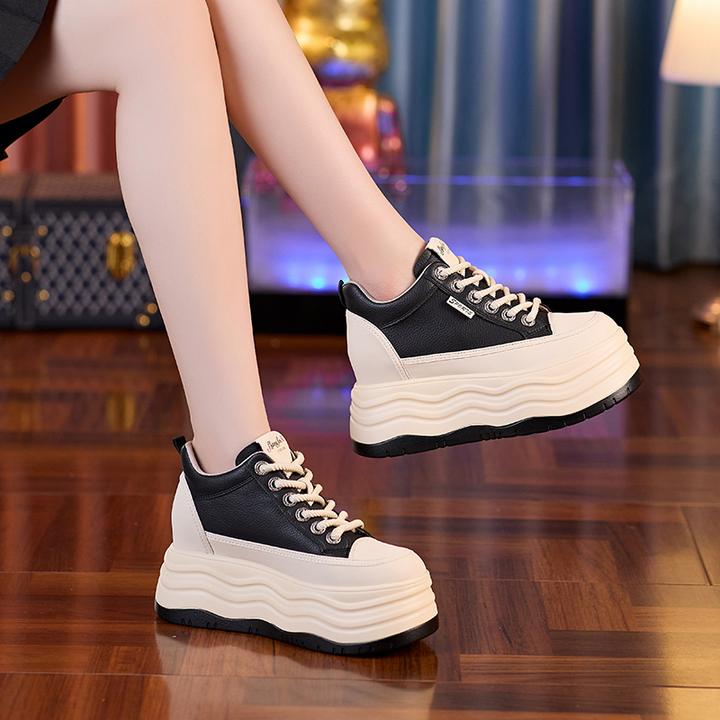 玛古芭内厚底高帮老爹鞋女秋新款显瘦百搭系带软底运动休闲百搭鞋