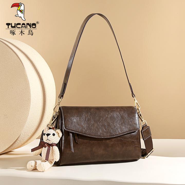 啄木鸟时尚休闲简约潮流单肩腋下包女法式软皮百搭气质女包斜挎包