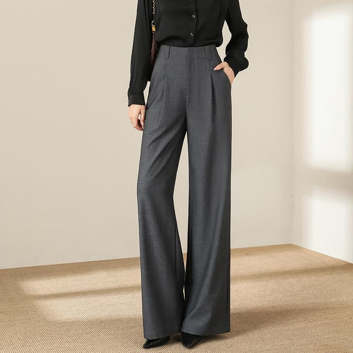 垂感西装裤女2025新款夏季高级感窄版休闲宽松拖地裤子高腰阔腿裤