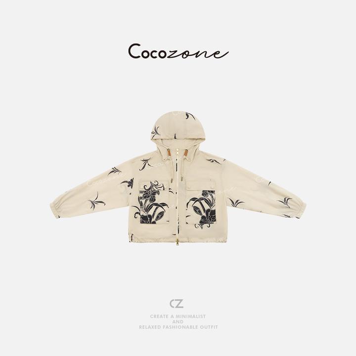COCO ZONE 刘一一   抽绳印花轻薄户外连帽夹克外套CD1A0923