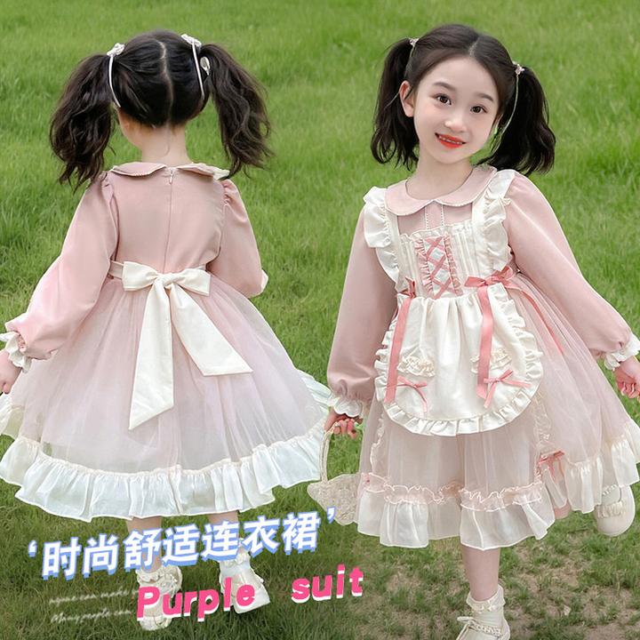连衣裙洛丽塔春秋蝴蝶结蝴蝶结女童中大童