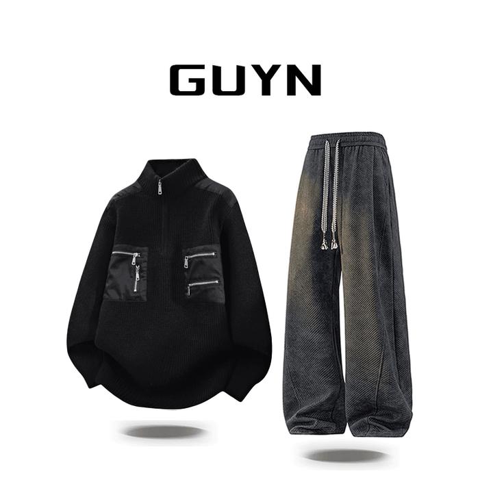 【品牌现货】GUYN高档毛衣男保暖加厚2026新品针织衫男士时尚打底衫