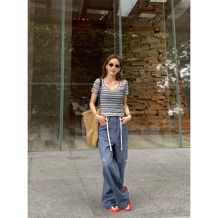 PlayersHandbook《暮色》小众街头重工做旧洗水腰绳工装裤PH3053