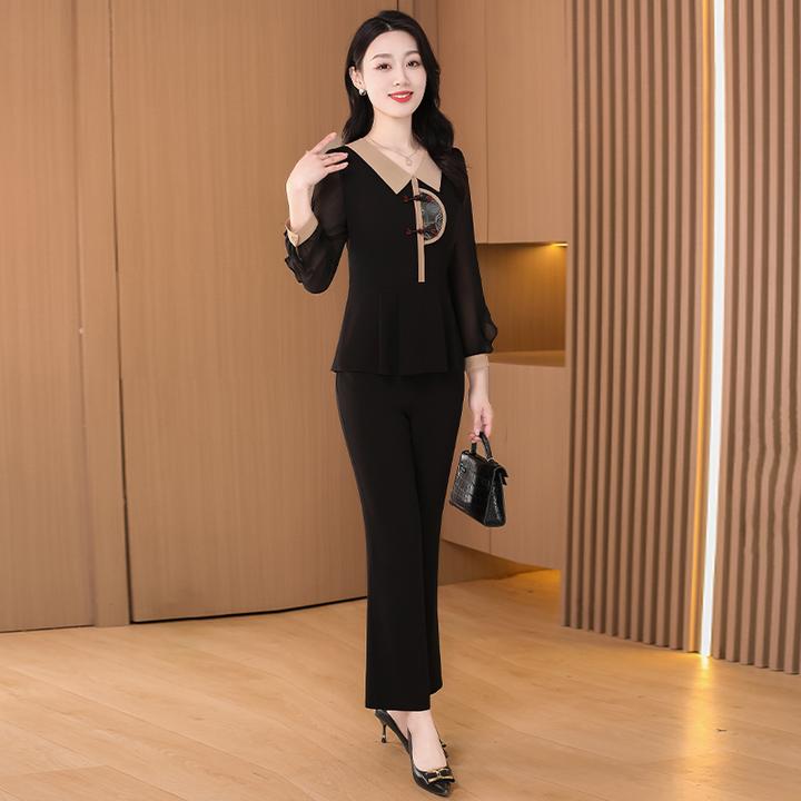 贵夫人气质优雅套裤2025新款静奢风时尚休闲高腰显瘦套装18295