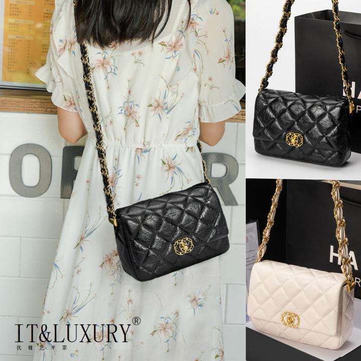 小香风菱格链条包包DIY真皮女士经典新款小方包单肩手提斜挎包