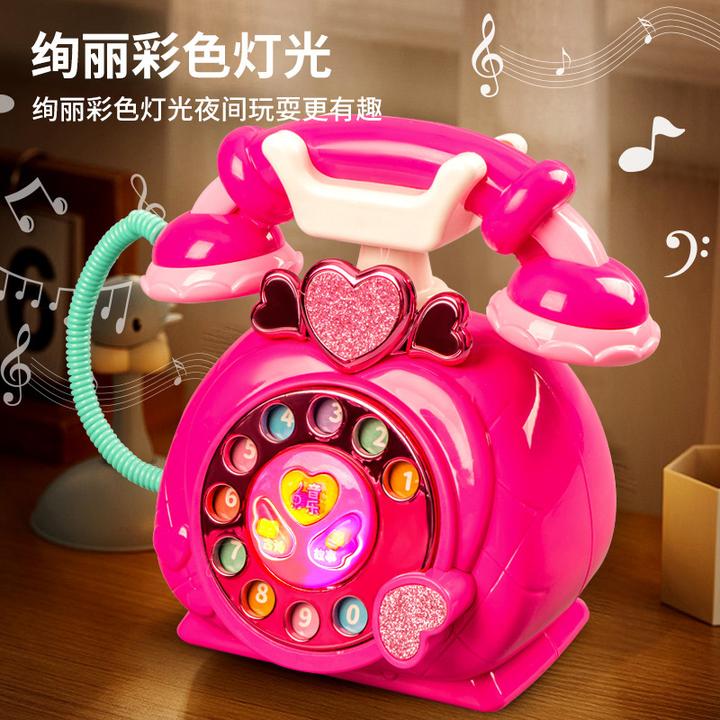 公主复古仿真拨号早教机卡通复古声光座机女孩礼物幼儿园益智玩具