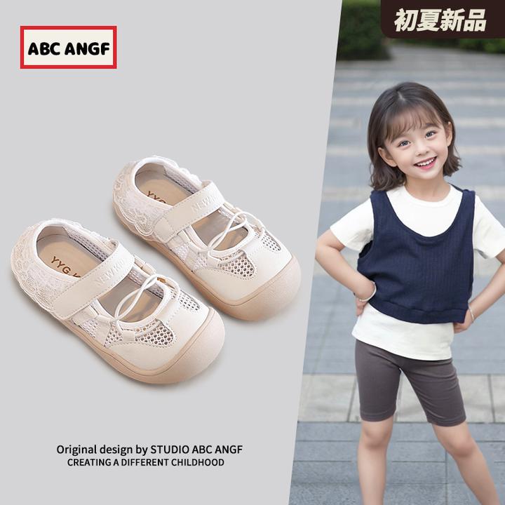 ABC ANGF女童运动鞋宝宝凉鞋2025夏季新款儿童芭蕾风玛丽珍单网鞋