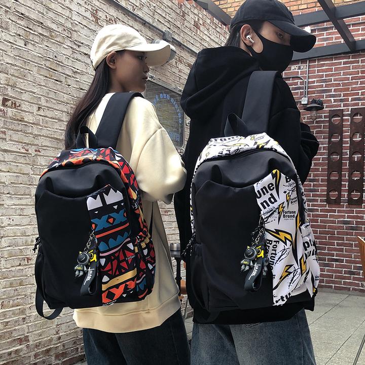 美式高街涂鸦书包男生时尚潮流初高中学生双肩背包高颜值外出春游