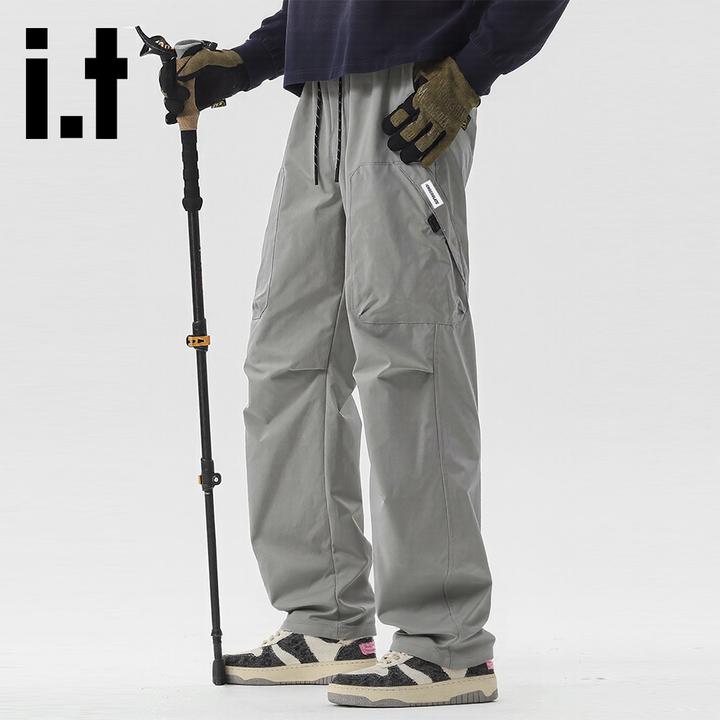 it:CHOCOOLATE褶皱设计感休闲工装裤男2025秋冬新款宽松直筒长裤