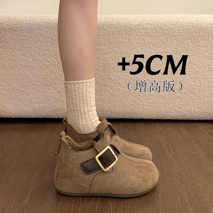 厚底内增高勃肯棉鞋女加绒短靴子2025新款冬季加厚保暖防滑雪地靴