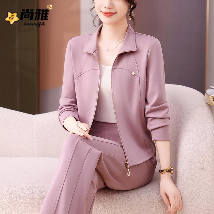 妈妈装秋装运动服套装气质两件套2025新款中老年女士春秋上衣外套
