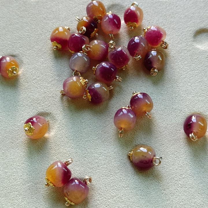 10mm新中式国风橘紫色天然石桶珠纽扣旗袍汉服马甲古装服装辅料