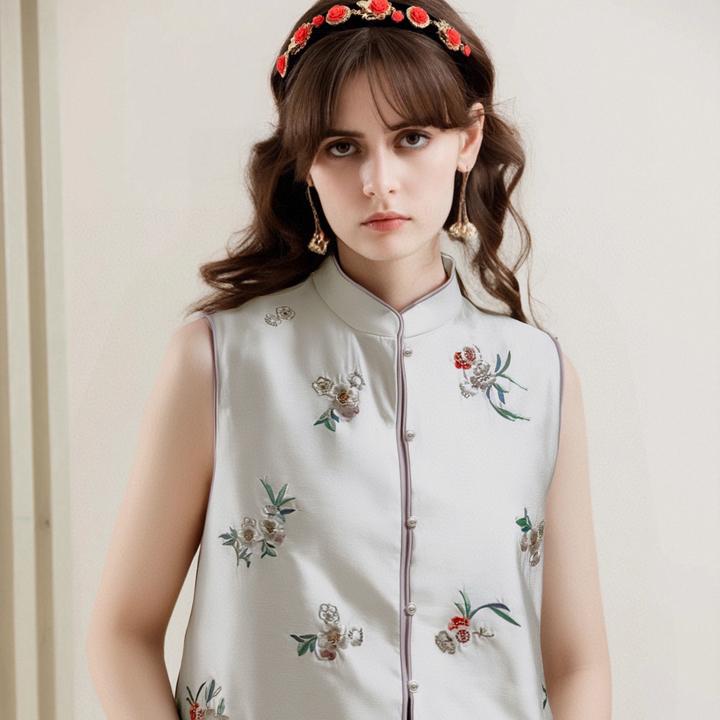 【古梵孜】2426新中式国风丝毛绣花气质时尚秋冬马夹上衣民族风马甲