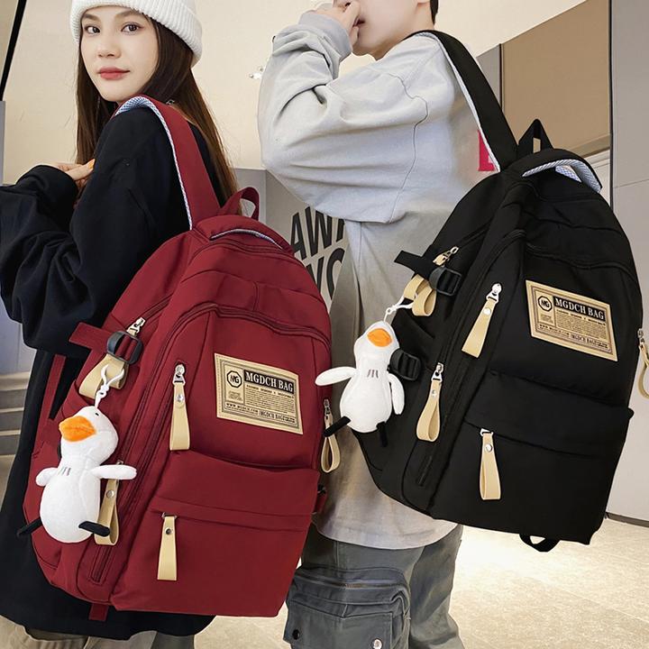 大容量时尚韩版百搭休闲轻便简约高级感男女学生背包双肩包电脑包