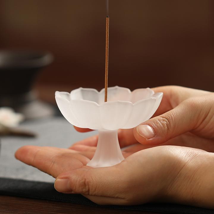 禅意琉璃莲花香插香座线香炉宋式茶道摆件檀香炉沉香炉家用香薰炉
