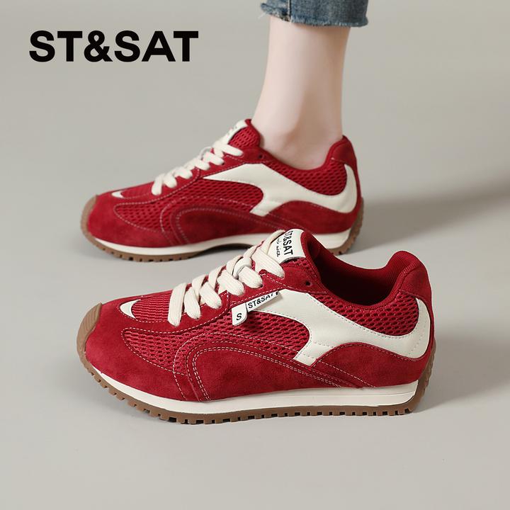 星期六透气女士德训鞋2025新款秋季休闲鞋时尚明星同款复古阿甘鞋