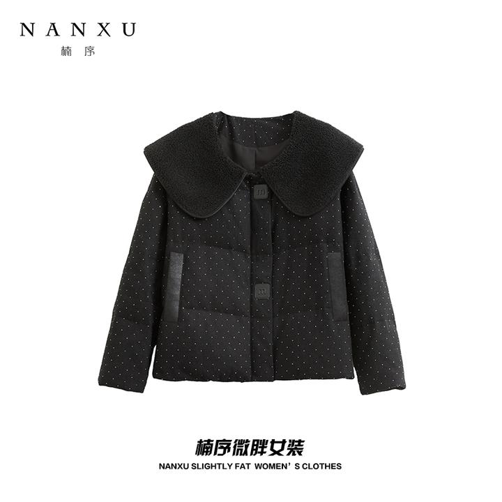 楠序源子微胖大码女装 冬季保暖加厚显瘦白鸭绒羽绒服女款YZ33326