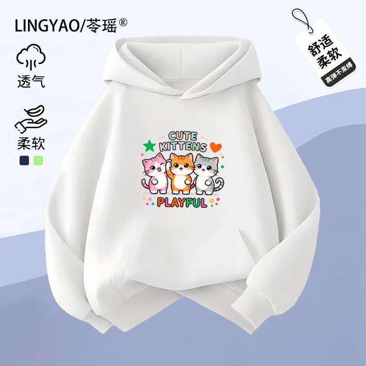 2025秋冬新款中大童连帽加绒童装卫衣外套宝宝卡通图案保暖上衣潮