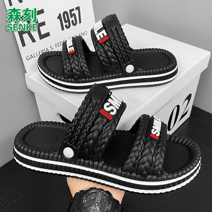 森刻夏天男款夏季休闲大码网红情侣沙滩鞋男士外穿专用防滑两穿