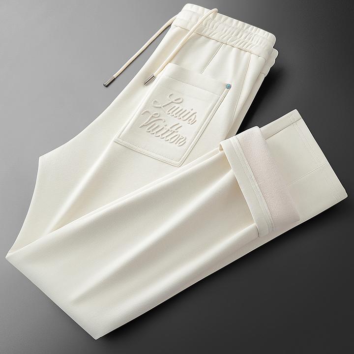 一裤过冬巨保暖加绒加厚简约老钱纯色棉质裤子男士直筒卫裤休闲裤