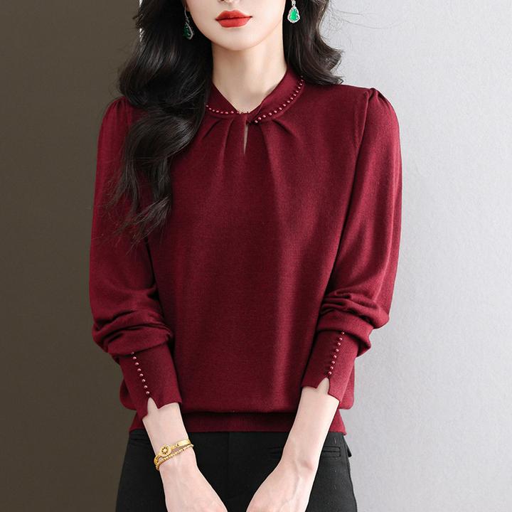 安哥拉红色毛衣女秋冬2025新款洋气中年妈妈冬季内搭针织打底衫厚