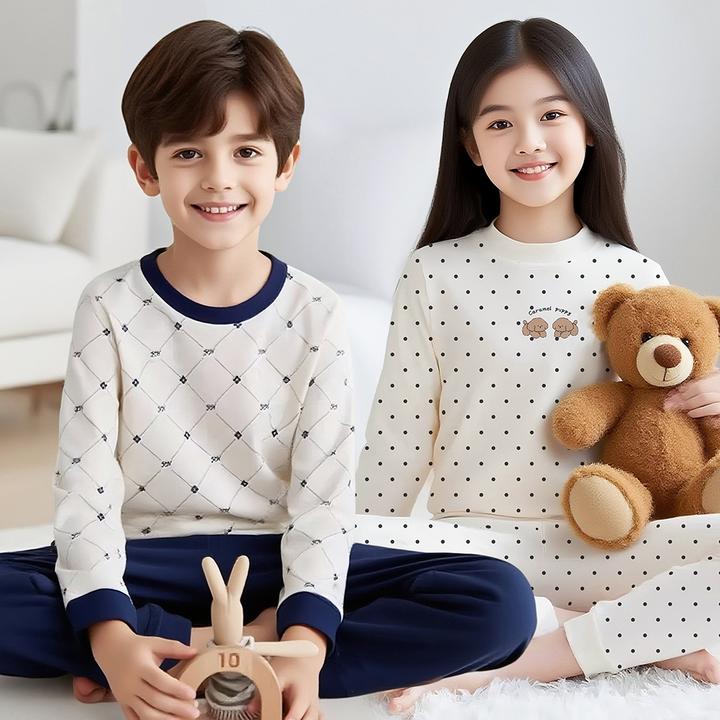 100%棉秋衣秋裤儿童保暖内衣套装男童女童中小童宝宝儿童睡衣