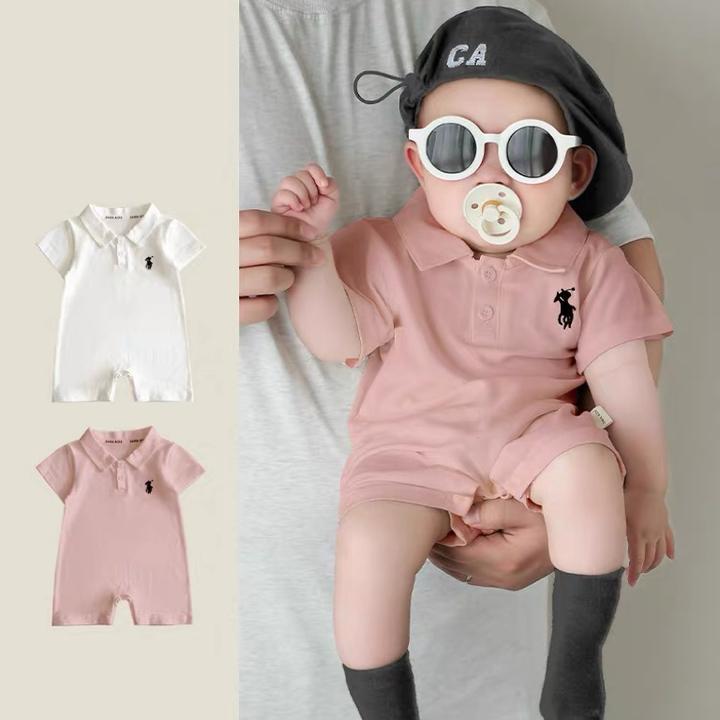 【送袜子】夏装婴儿翻领Polo衫短袖连体夏季洋气婴幼儿哈衣薄款宝宝