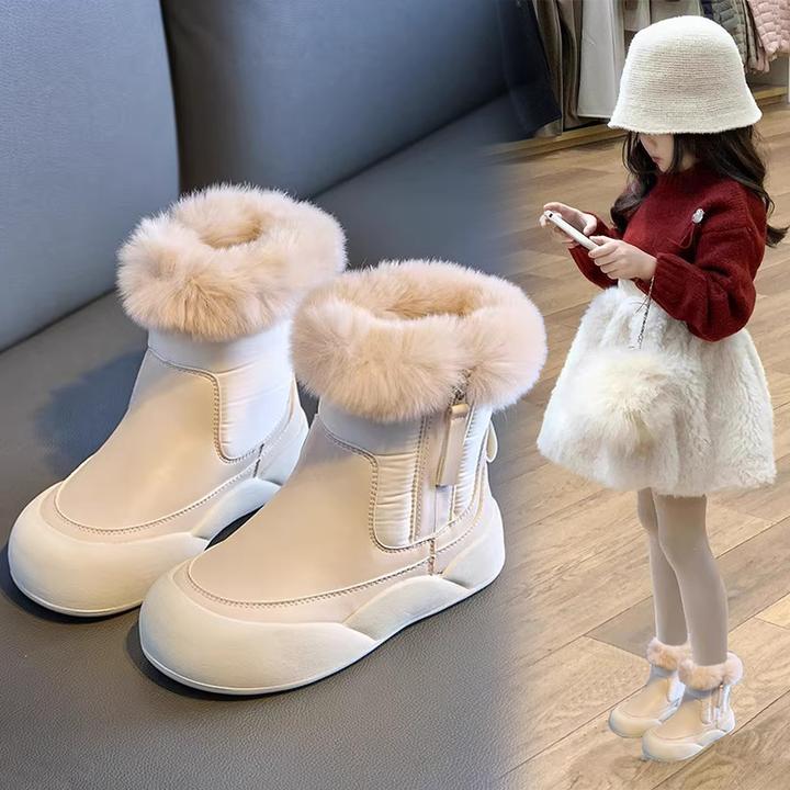 女童雪地靴冬季2025新款儿童棉靴加绒大棉女孩公主短靴中大童鞋子