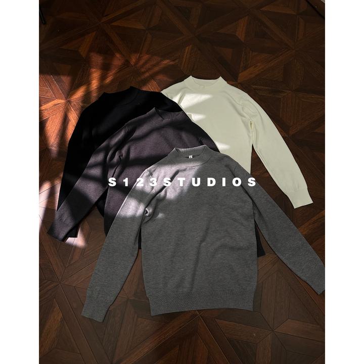 美式复古纯色半高领天丝羊毛衫毛衣秋冬软糯休闲百搭针织衫