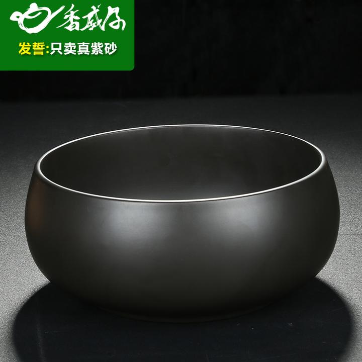 香威尔 茶洗大号宜兴紫砂黑泥手工杯洗功夫茶具笔洗鱼缸茶道配件